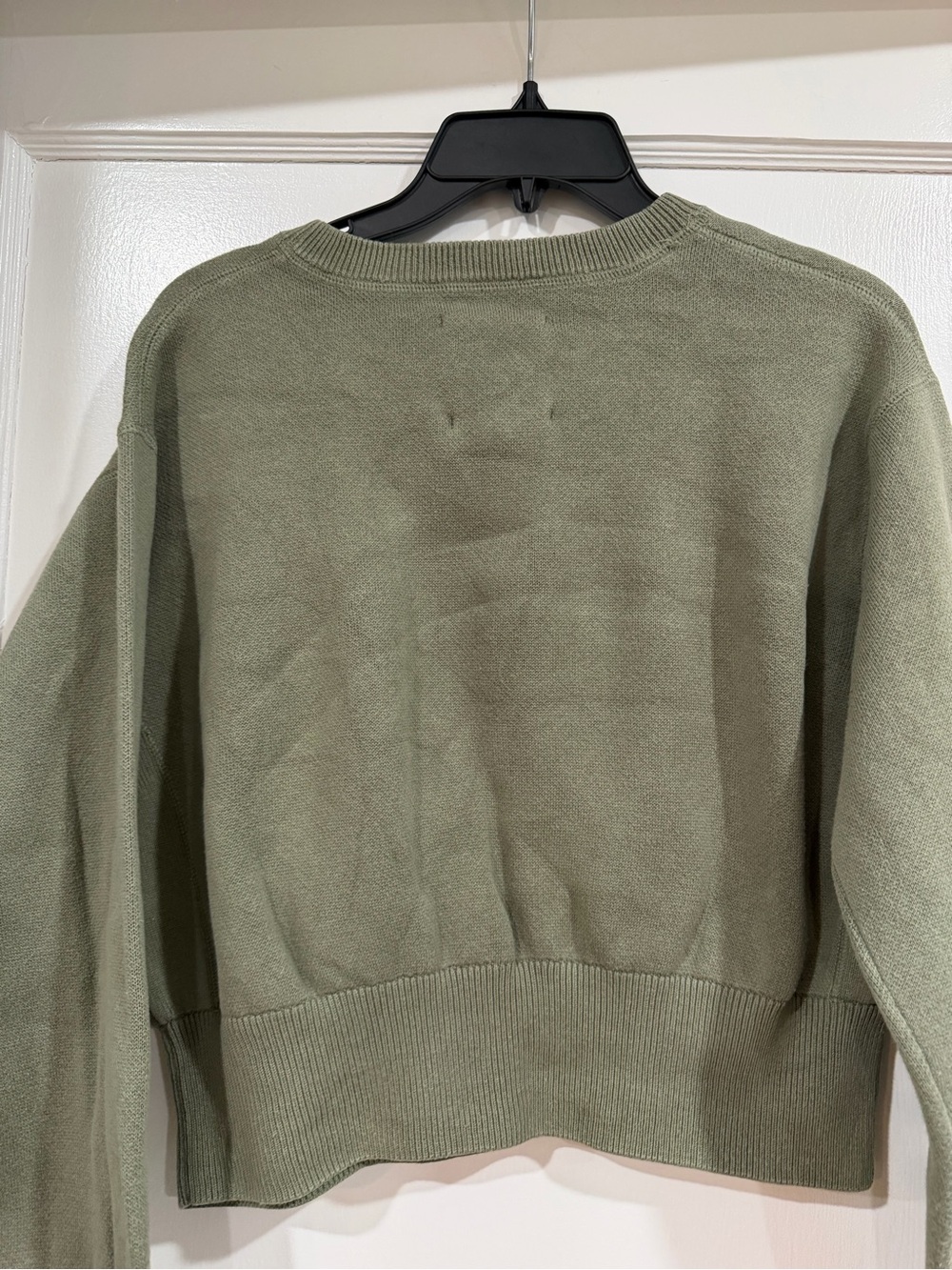aerie Olive Cropped Crewneck Sweater - Picture 6 of 12